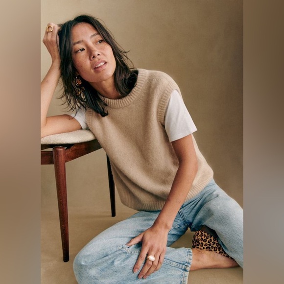 Sezane Samuel Jumper Women's Beige Sweater Vest Size Large - Picture 2 of 12